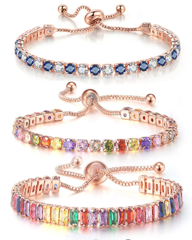 Elegante Armkette/ Armband in Roségold mit farbenfrohen Steinen