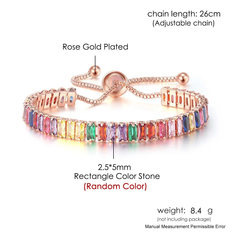 Elegante Armkette/ Armband in Roségold mit farbenfrohen Steinen