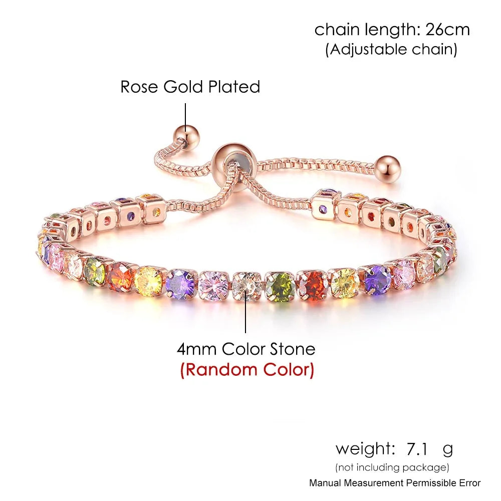 Elegante Armkette/ Armband in Roségold mit farbenfrohen Steinen