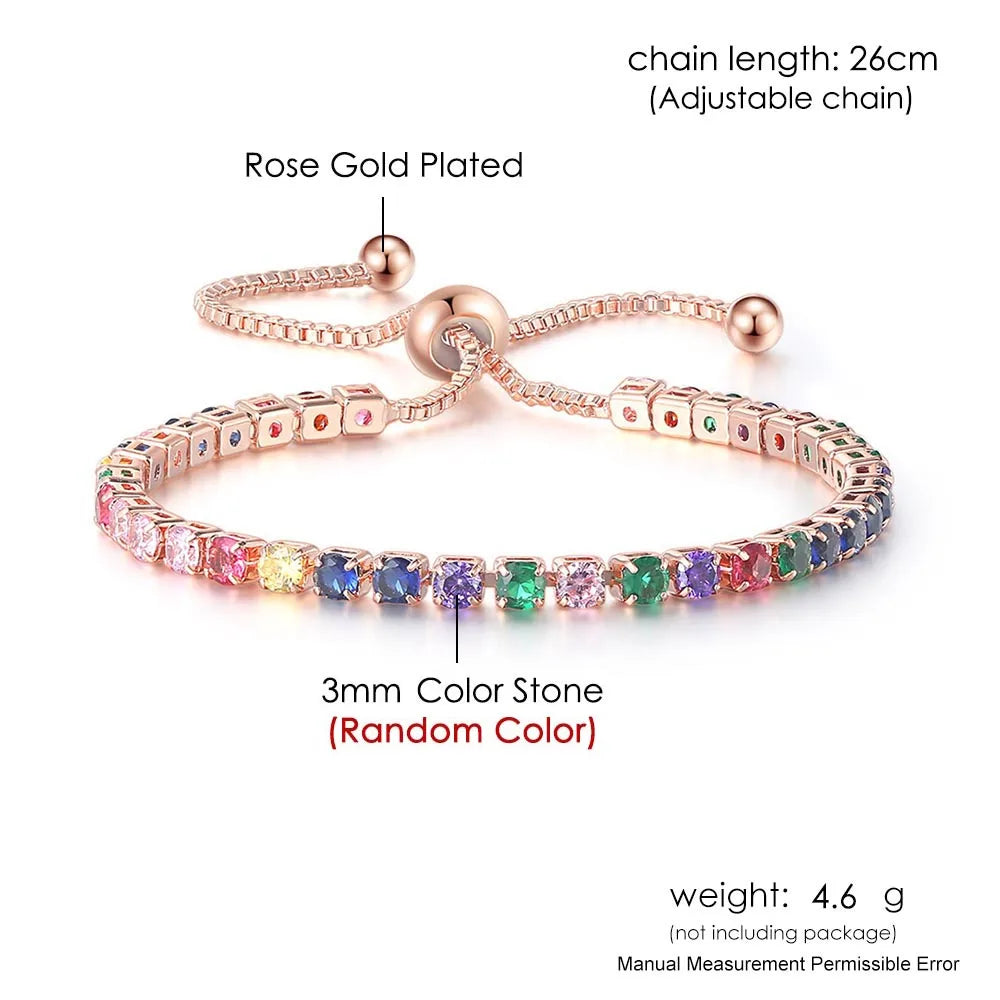 Elegante Armkette/ Armband in Roségold mit farbenfrohen Steinen