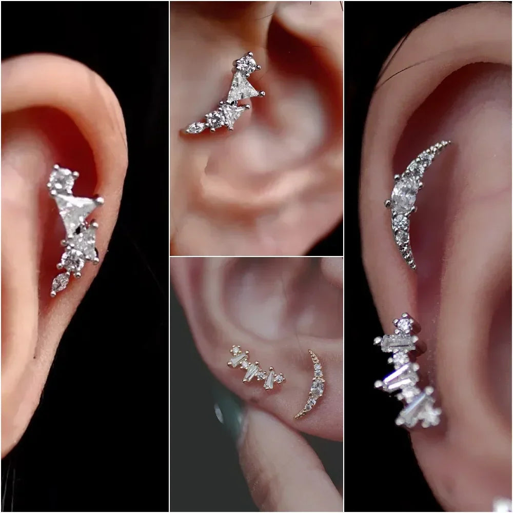 Elegante Ohrringe mit Glitzersteinen und Kugelverschluss