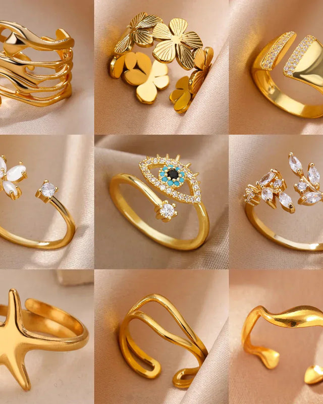 Elegante Ringe in Gold, verschiedene Designs