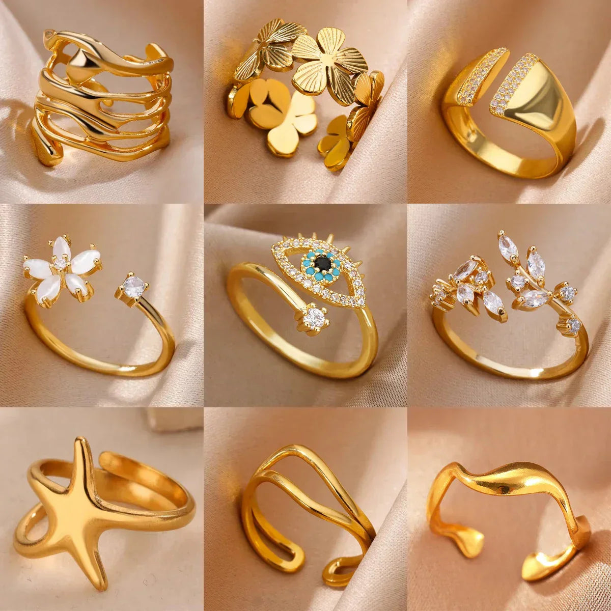 Elegante Ringe in Gold, verschiedene Designs