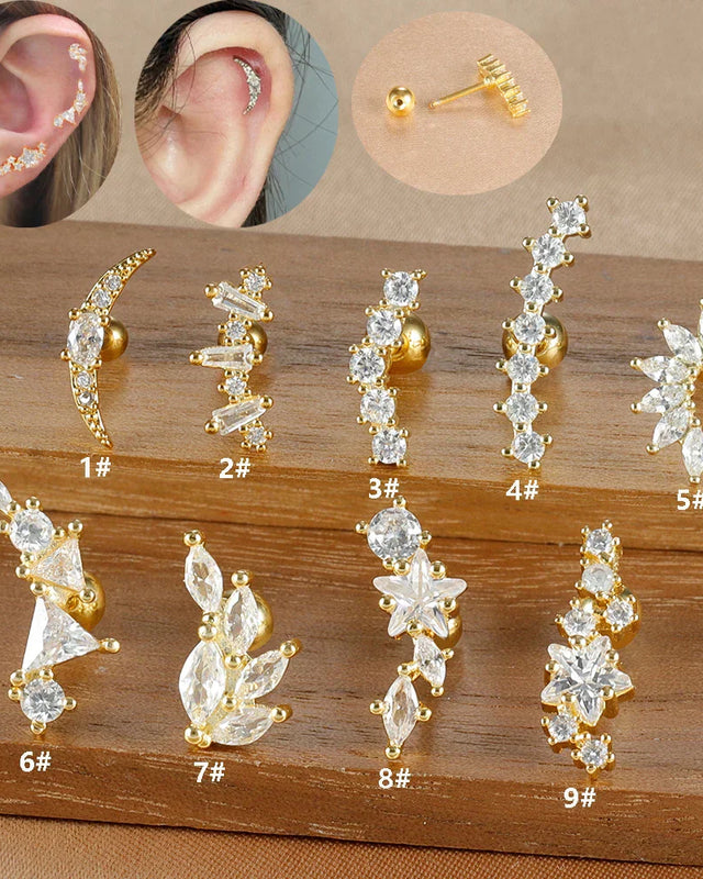 Elegante Ohrringe mit Glitzersteinen und Kugelverschluss