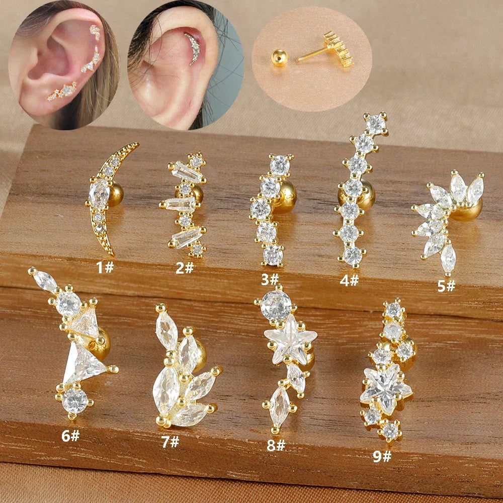 Elegante Ohrringe mit Glitzersteinen und Kugelverschluss