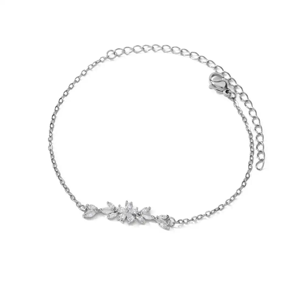 Elegante Armkette/ Armband in Gold und Silber mit Blumen/Steinen
