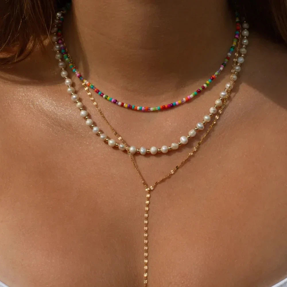 Bohemian Halsketten mit verschiedenen Anhängern in Gold