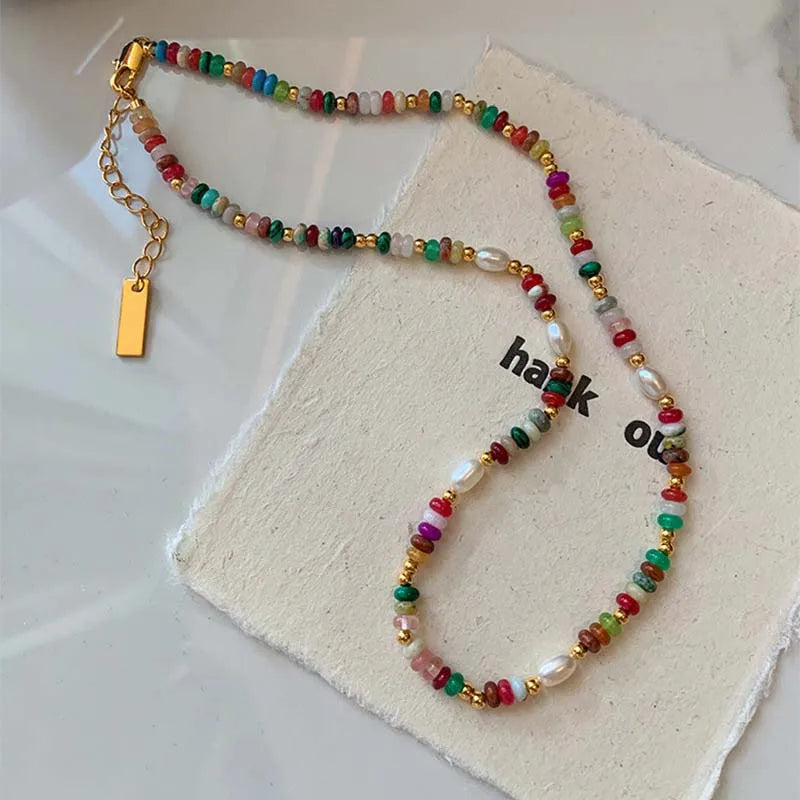 RAINBOW Bunte Perlenhalskette und Armband