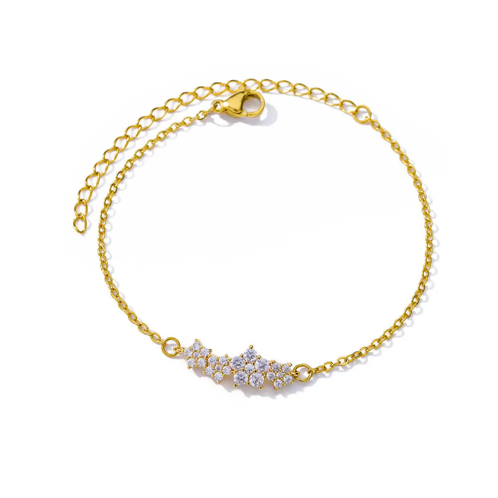 Elegante Armkette/ Armband in Gold und Silber mit Blumen/Steinen