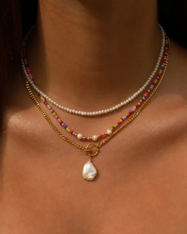 Bohemian Halsketten mit verschiedenen Anhängern in Gold