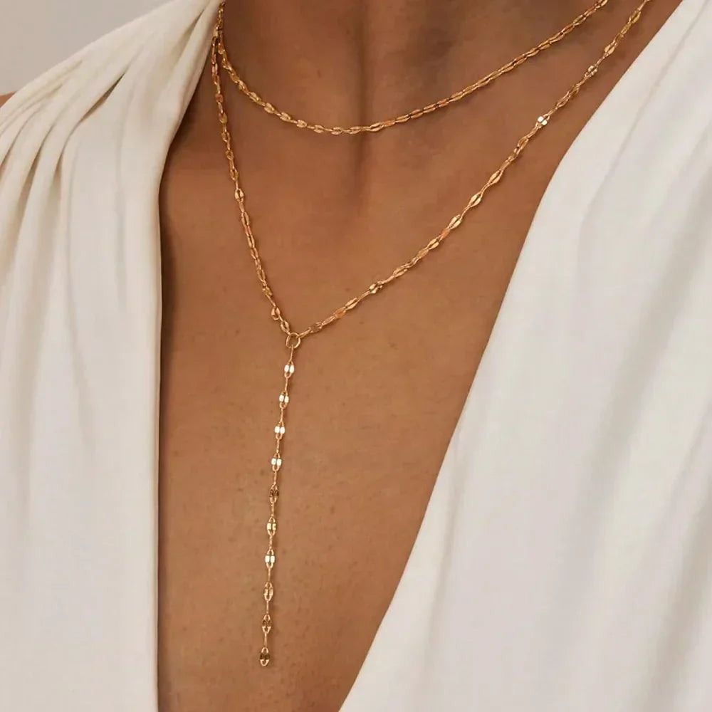 Elegante, doppelreihige Halskette in Gold, Silber