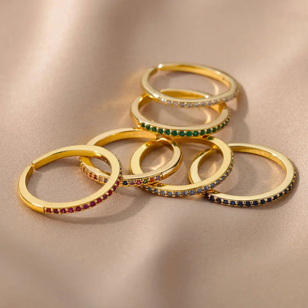Eleganter Ring mit bunten Steinen, verschiedene Varianten