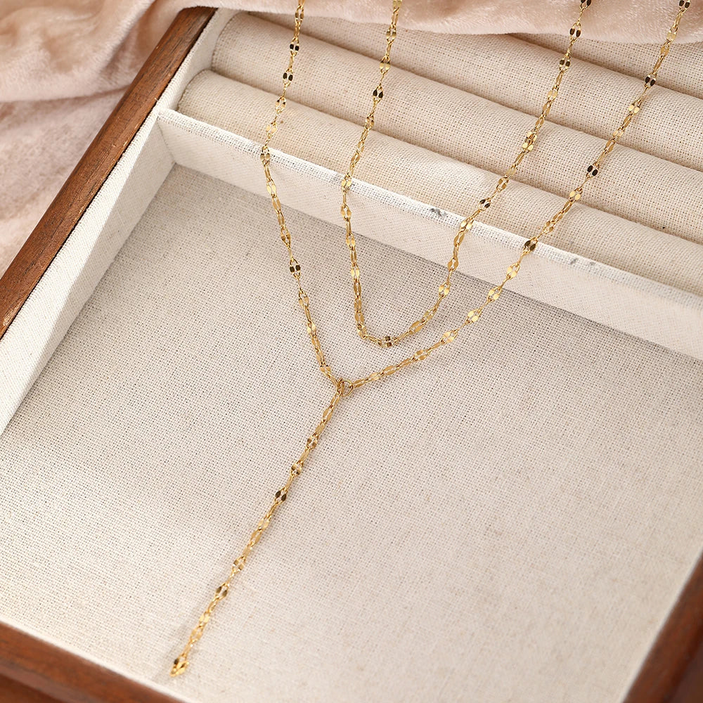 Elegante, doppelreihige Halskette in Gold, Silber