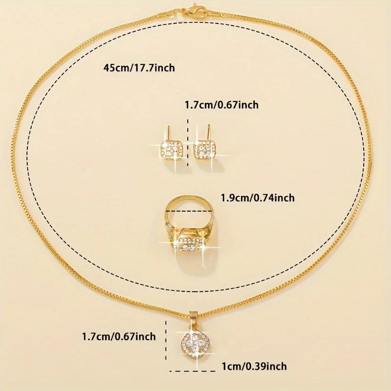 Set mit Halskette, Ring und passenden Ohrringe, mit funkelnden Steinen