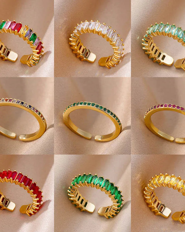 Eleganter Ring mit bunten Steinen, verschiedene Varianten