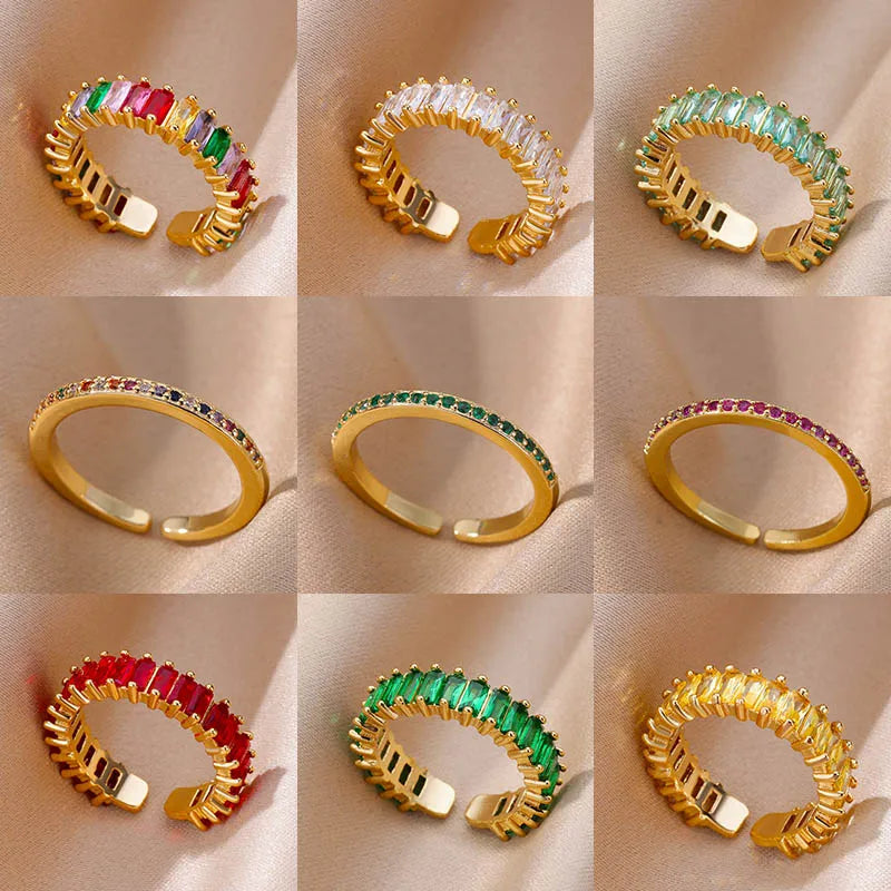 Eleganter Ring mit bunten Steinen, verschiedene Varianten