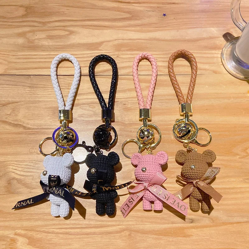 Niedlicher Taschenanhänger, Accessoire in Gold mit Teddybär-Anhänger