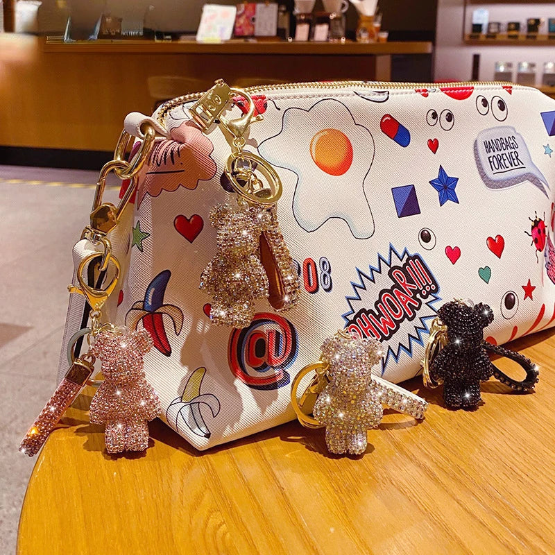 Niedlicher Taschenanhänger, Schlüsselanhänger mit Glitzer - Bär
