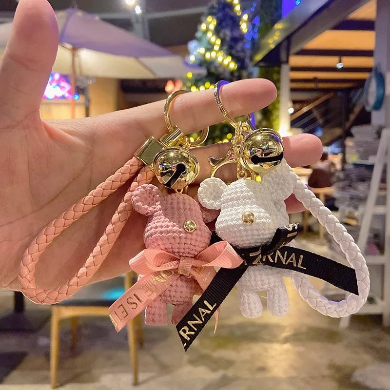 Niedlicher Taschenanhänger, Accessoire in Gold mit Teddybär-Anhänger