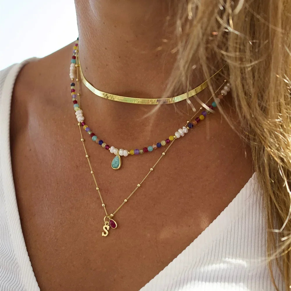 Boho Halsketten mit verschiedenen Anhängern in Gold