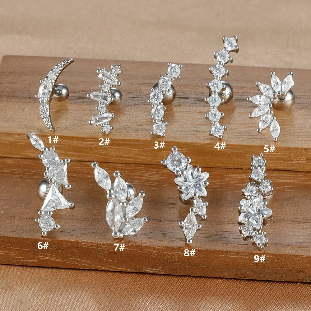 Elegante Ohrringe mit Glitzersteinen und Kugelverschluss