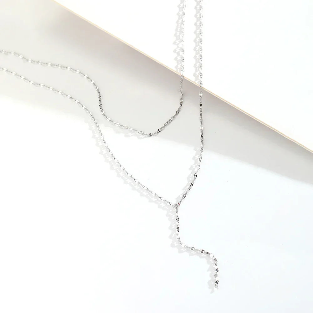 Elegante, doppelreihige Halskette in Gold, Silber