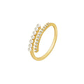 Eleganter zweireihiger Ring mit kleinem Steinen und Perlen
