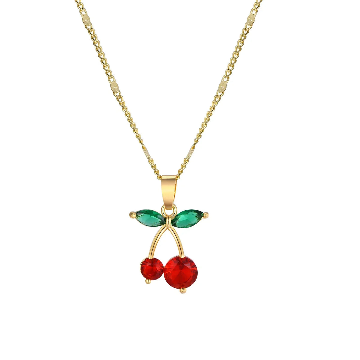 Elegante Halskette mit Kirsch-Anhänger, in Gold