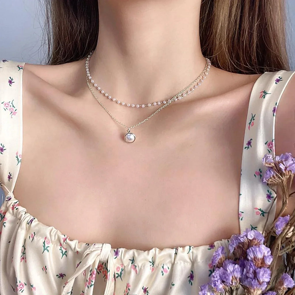 Elegante doppelreihige Perlenkette, zeitlos und elegant
