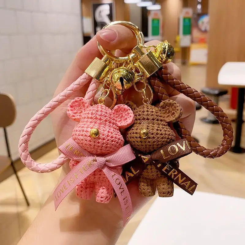 Niedlicher Taschenanhänger, Accessoire in Gold mit Teddybär - Anhänger