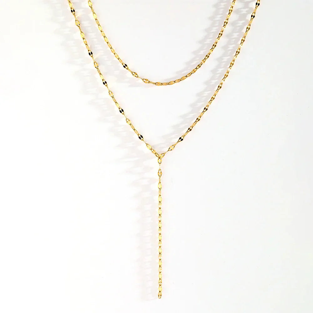 Elegante, doppelreihige Halskette in Gold, Silber