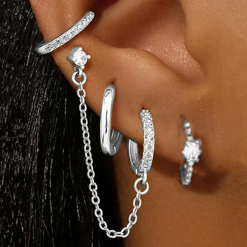 Elegante Ohrringe mit Glitzersteinen, jeweils 4 Stück, verschiedene Modelle