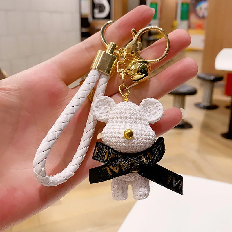 Niedlicher Taschenanhänger, Accessoire in Gold mit Teddybär - Anhänger