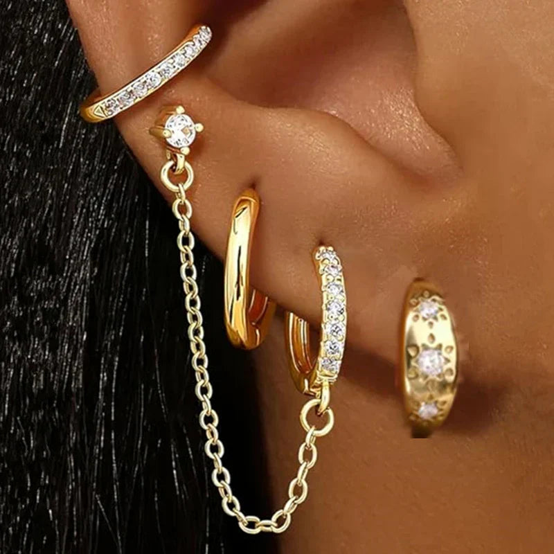 Elegante Ohrringe mit Glitzersteinen, jeweils 4 Stück, verschiedene Modelle