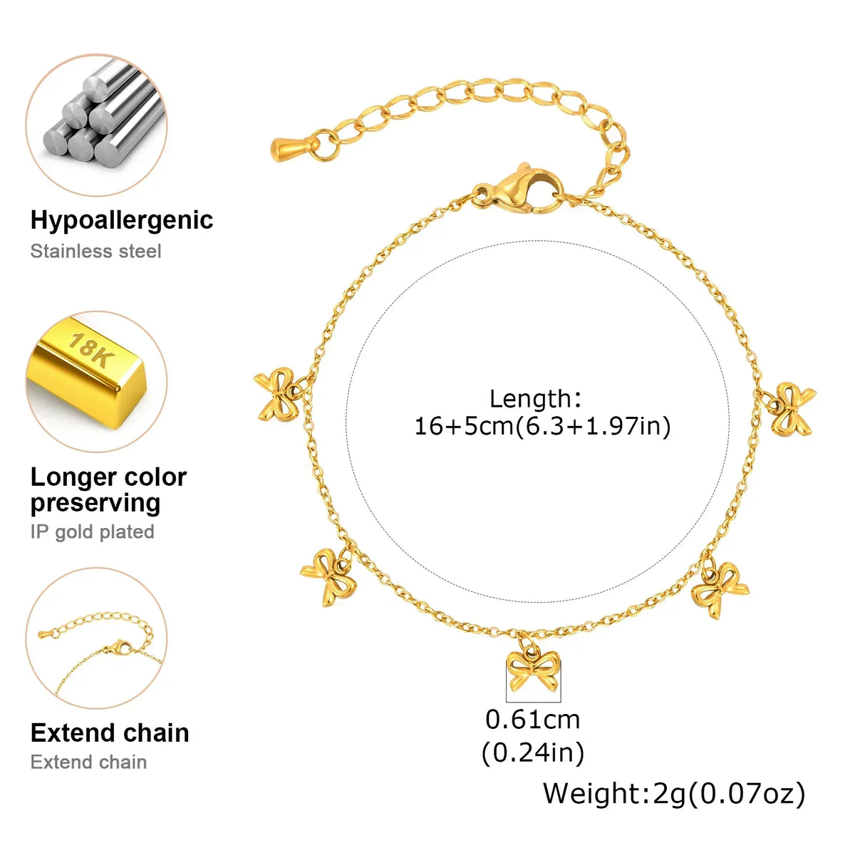 Goldfarbenes Armband mit Schleifen