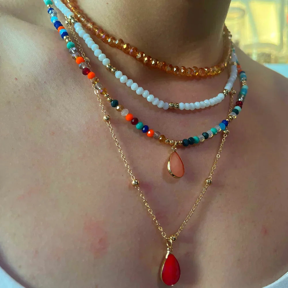 Boho Halsketten mit verschiedenen Anhängern in Gold