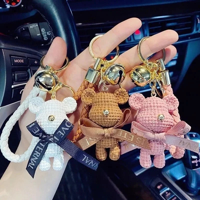 Niedlicher Taschenanhänger, Accessoire in Gold mit Teddybär-Anhänger