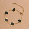 Elegante Armkette/ Armband in Gold, mit verschiedenfarbigen Blumen