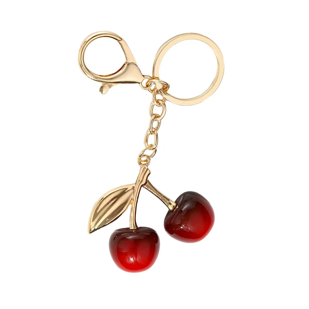 Niedlicher Taschenanhänger, Accessoire in Gold mit Kirsch - Anhänger